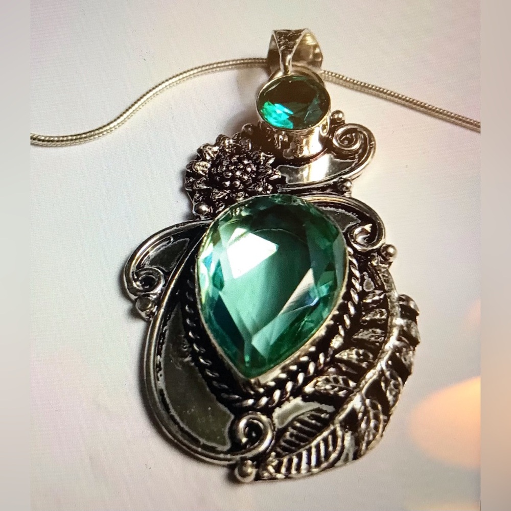 Aquamarine Aqua Apatite 925 Sterling Silver Necklace